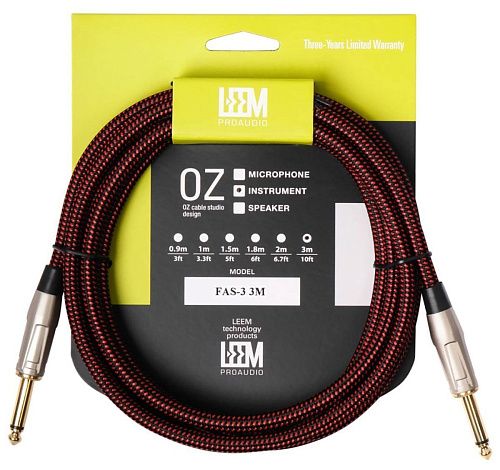 Leem FAS-3(BK/RD) Кабель инструментальный, черный/красный.
